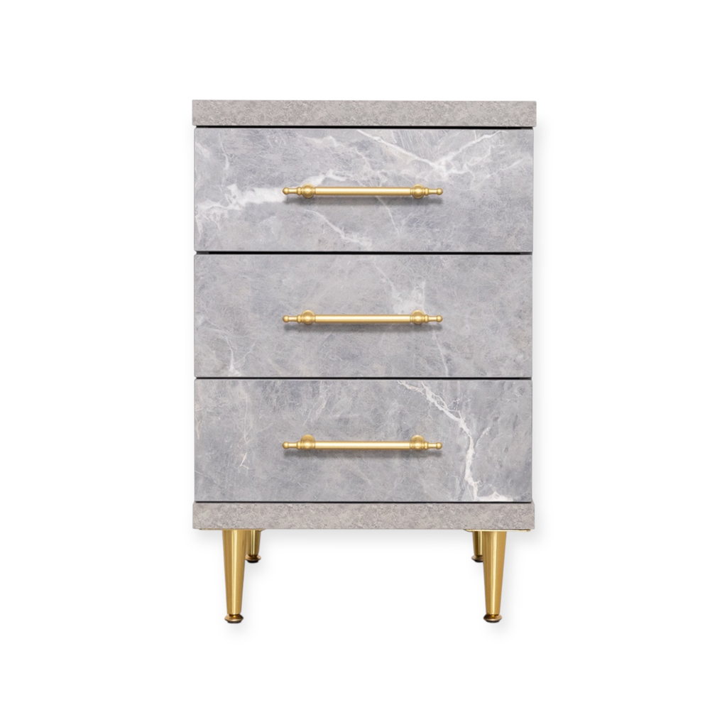 Cabinet ST-19 | 3-Drawer Storage Unit with Elegant Gold Accents | Colour 8037-1
