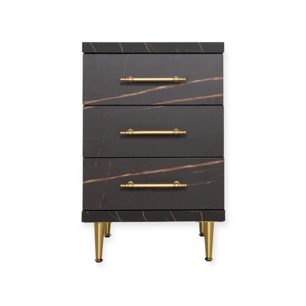 [ST-19-8033-1-3DR] Cabinet ST-19 | Colour 8033-1 | 3-Drawer Storage Unit with Gold Accents