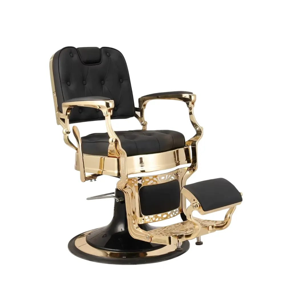 Barber Chair Oakland | Gold Frame | Square Back | Black (004)