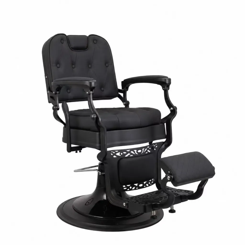 Barber Chair New Orleans | Black Matte Frame | Square Back | Black (004)
