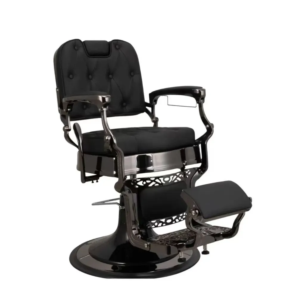 Barber Chair Detroit | Black Chrome Frame | Square Back | Black (004)