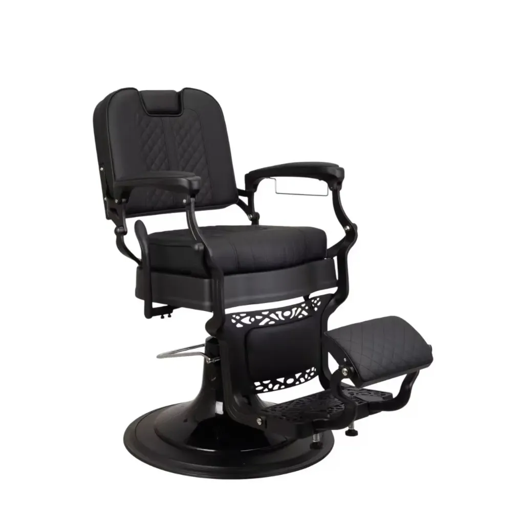 Barber Chair Orlando | Black Matte Frame | Square Back | Black (004)
