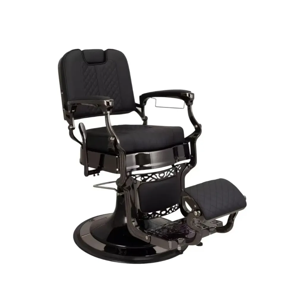 Barber Chair Alaska | Black Chrome Frame | Square Back | Black (004)
