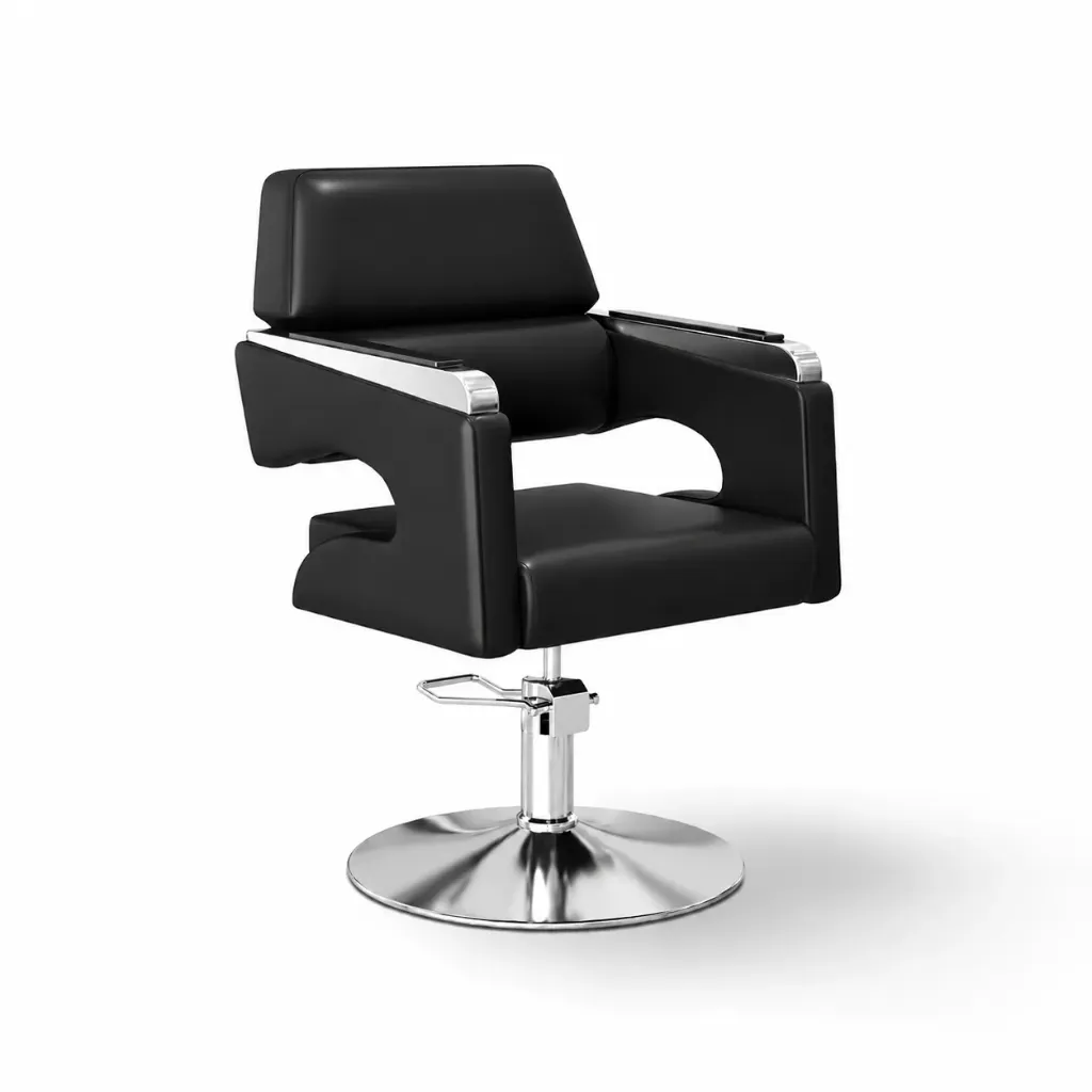 Salon Chair Abbotsford FR-88075-C6 | Silver Frame | Leather Black (004)