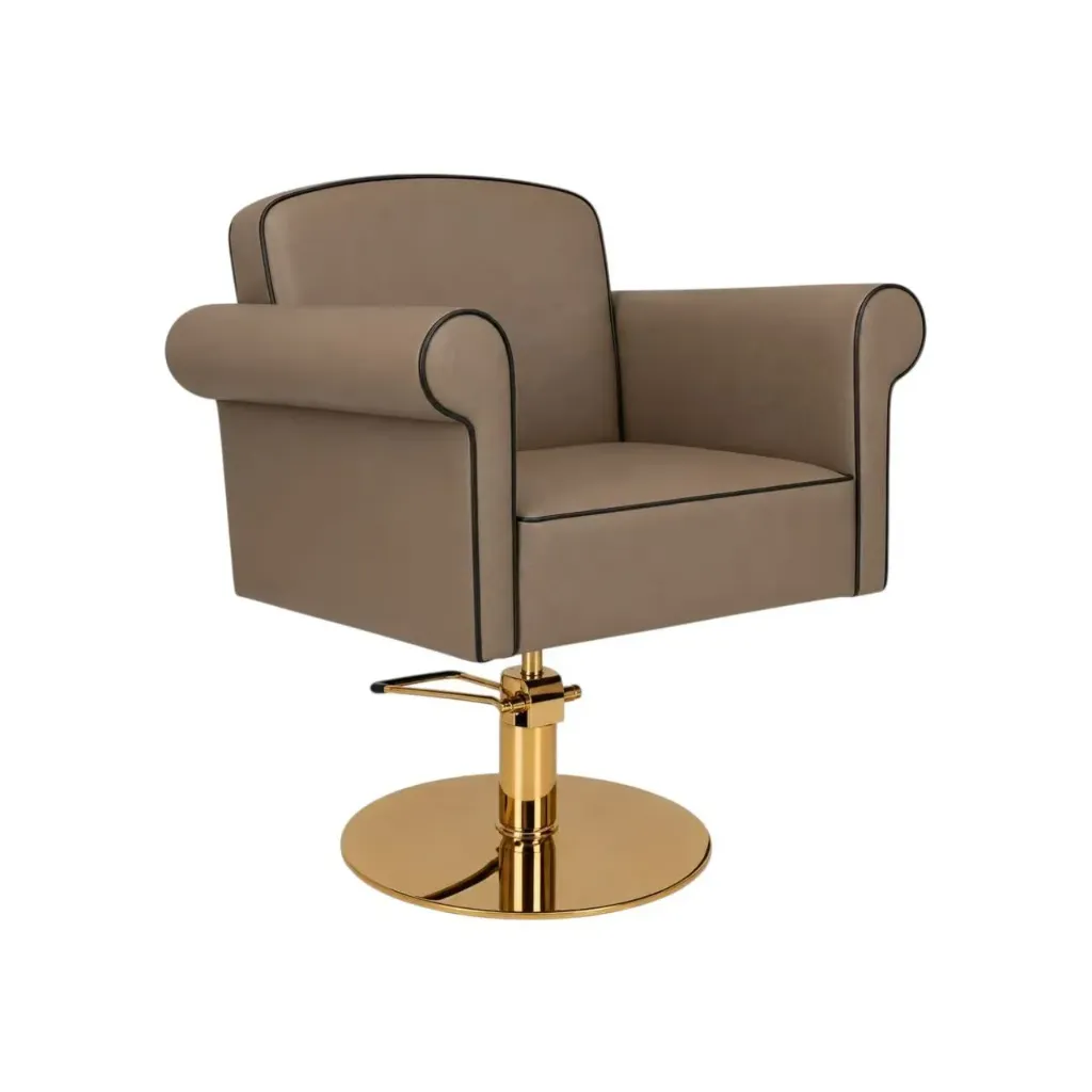 Salon Chair CZ-002LT-C6 | Gold Frame | Brown
