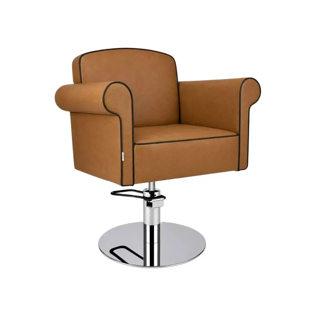 Salon Chair CZ-002TN-C1 | Silver Frame | Tan