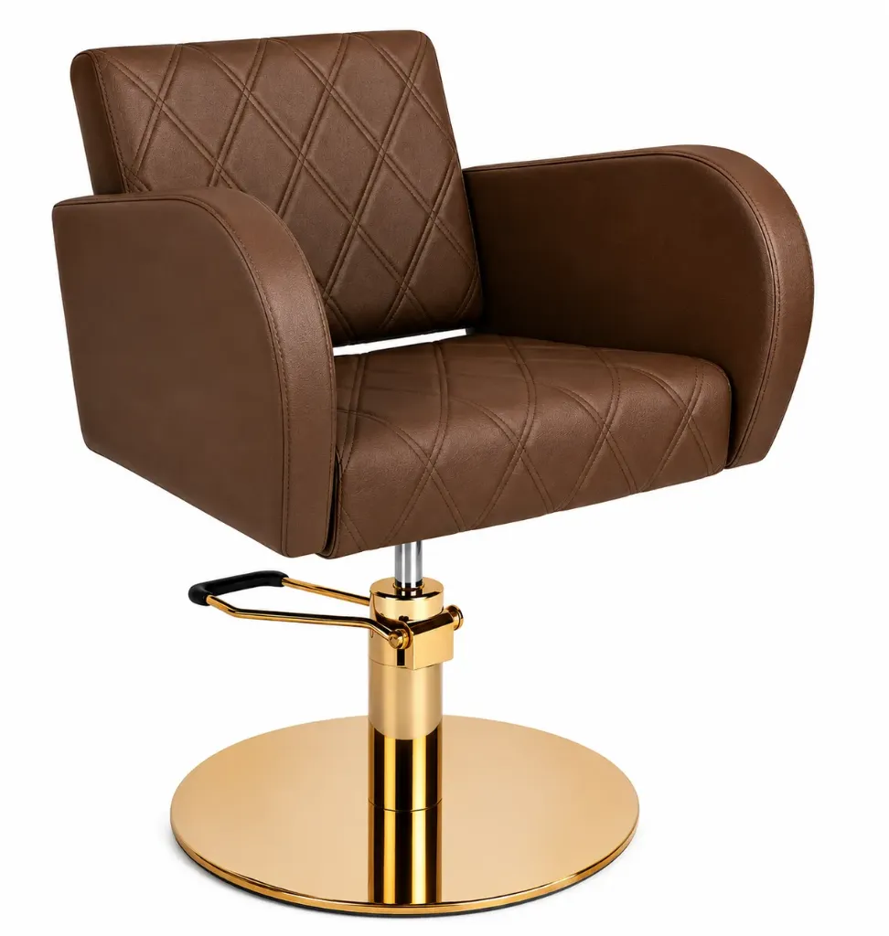 Salon Chair CZ-001BR-C6 | Gold Frame | Brown