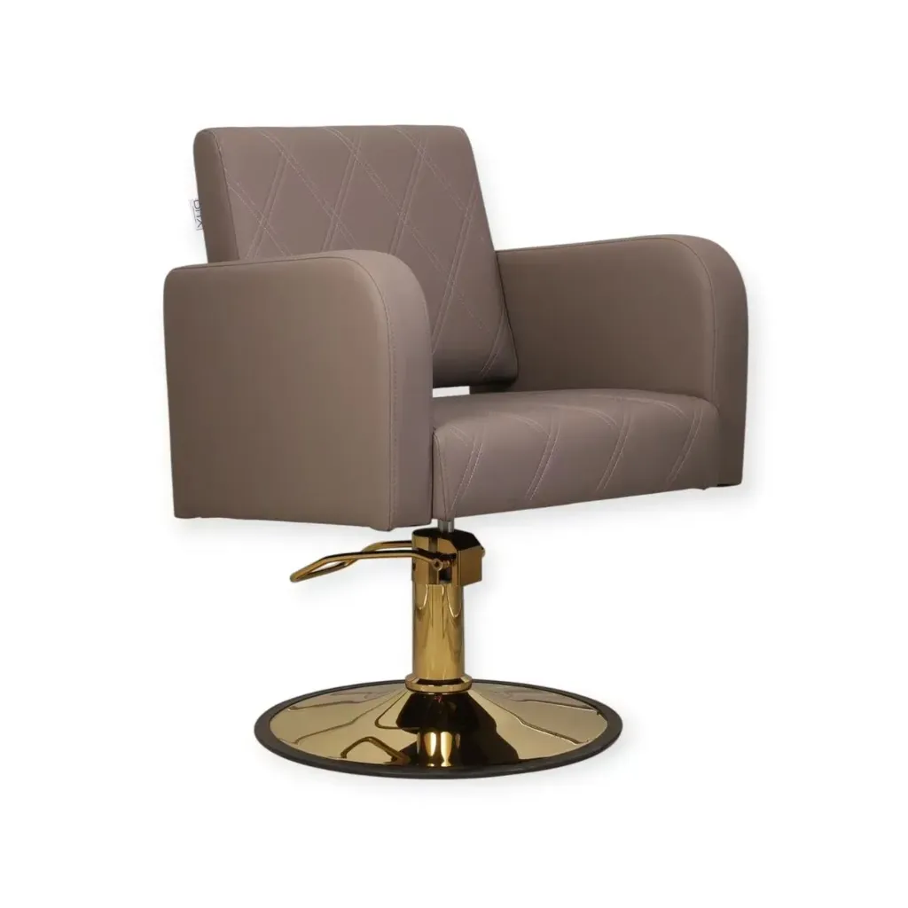 Salon Chair CZ-001BR-C6 | Gold Frame | Light Brown