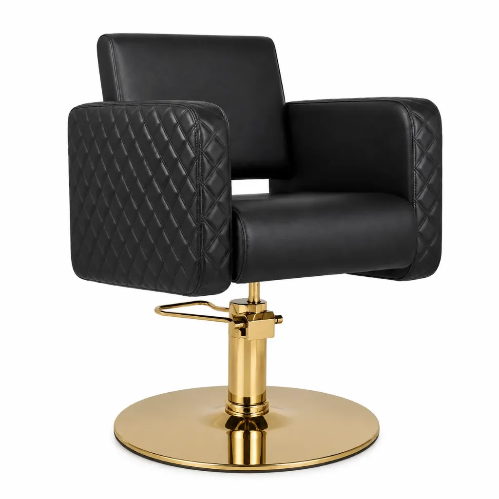 Salon Chair FR-88006-C6 | Gold Frame | Black (004)