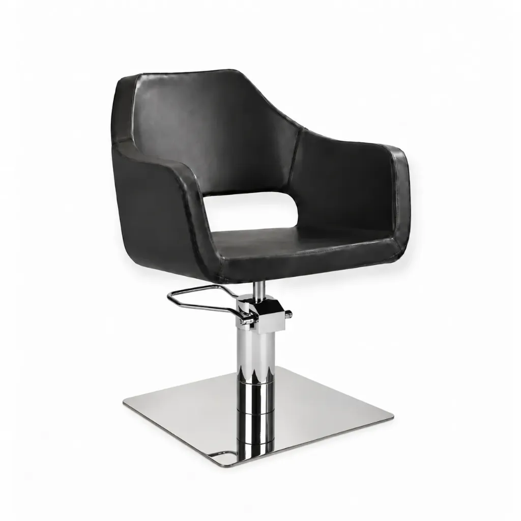 Salon Chair CZ-012BK-E2 | Silver Frame | Black (004)