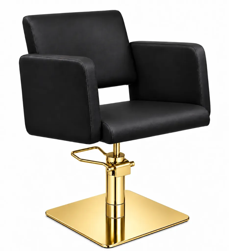 Salon Chair CZ-009BK-C6 | Gold Frame | Black (004)